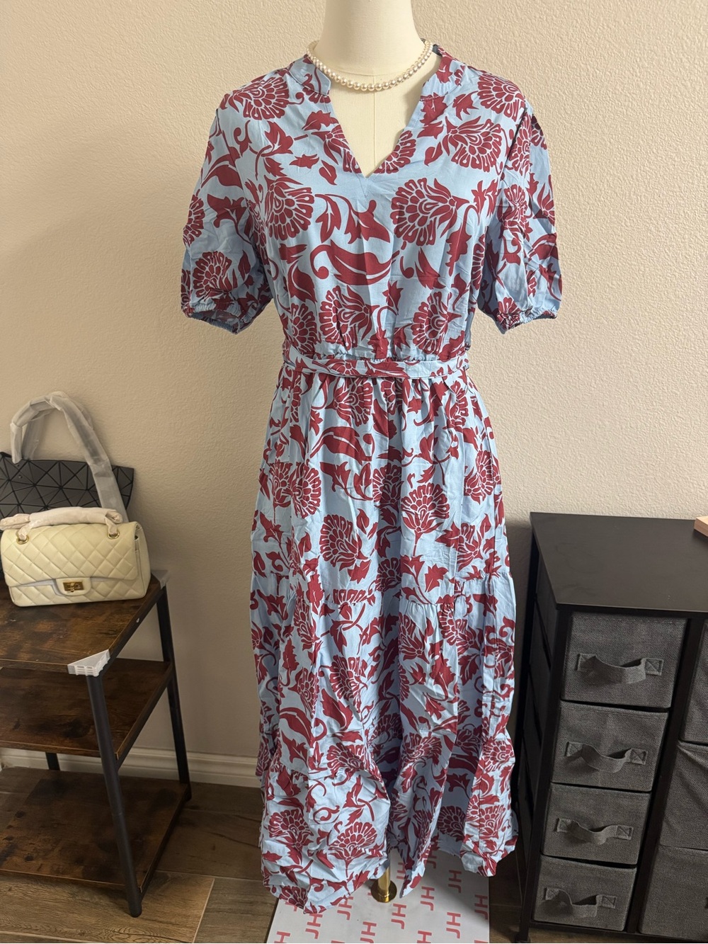#87 Pretty Garden Maxi Dresses Boho Floral Short Sleeve V Neck Casual - Picture 5 of 8